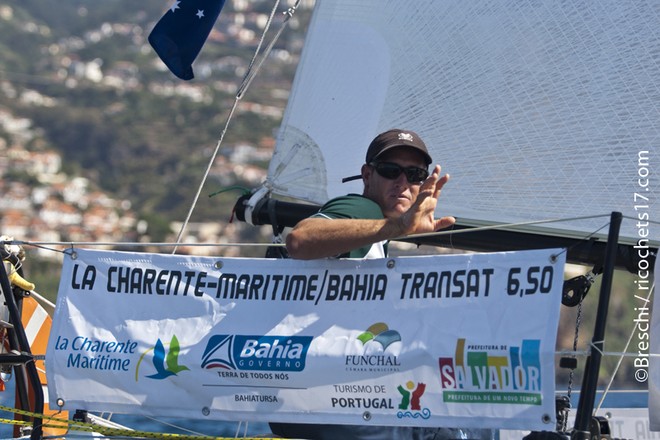 Scott finishing third in the Prologue race at the stop in Madeira - La Charente-Maritime to Bahia Transat 2011 ©  Christophe Breschi